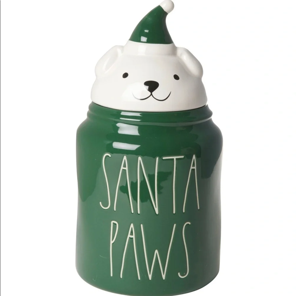 Rae Dunn Santa Paws Ceramic Canister